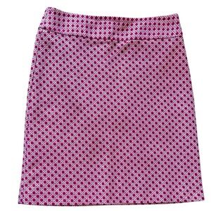 Talbots Patterned Red and White Pencil Skirt